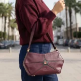 sac 100% cuir naturel au maroc bordeaux