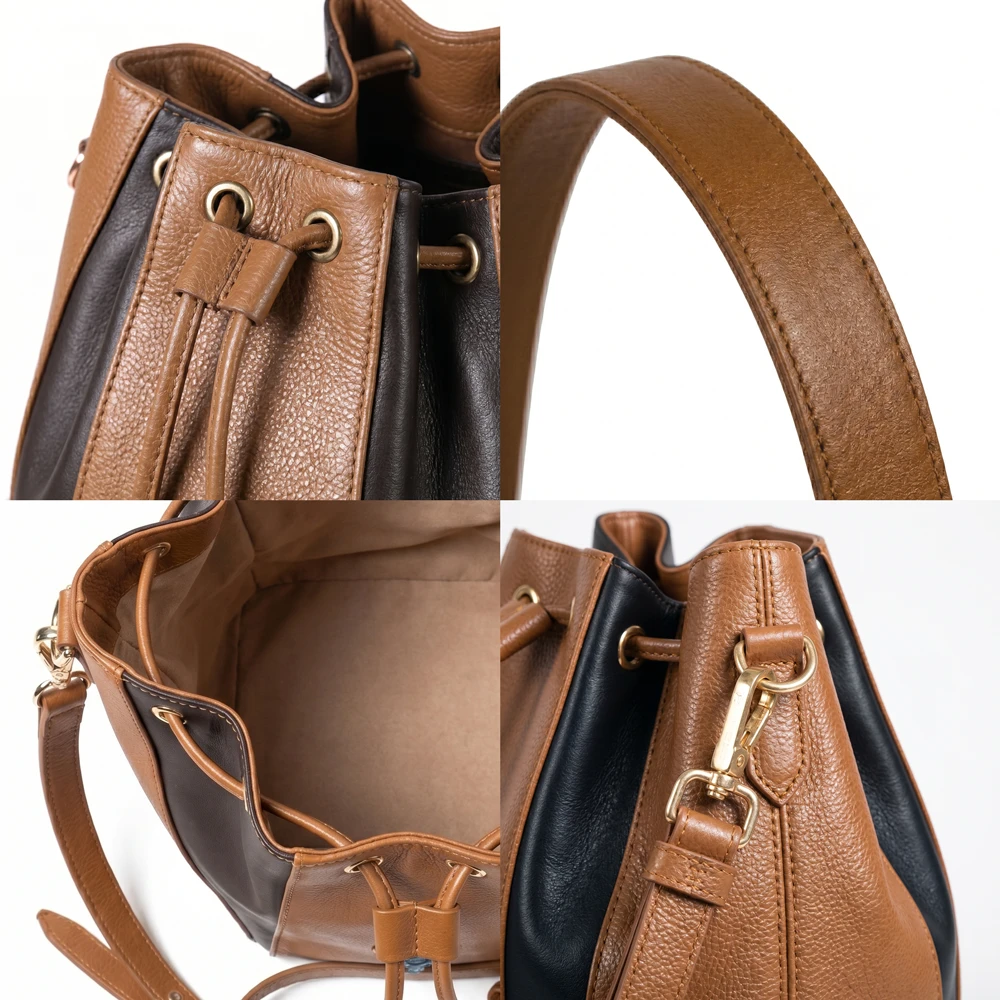 sac 100% cuir naturel au maroc camel et chocolat